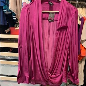 Silky faux wrap blouse, new with tags!